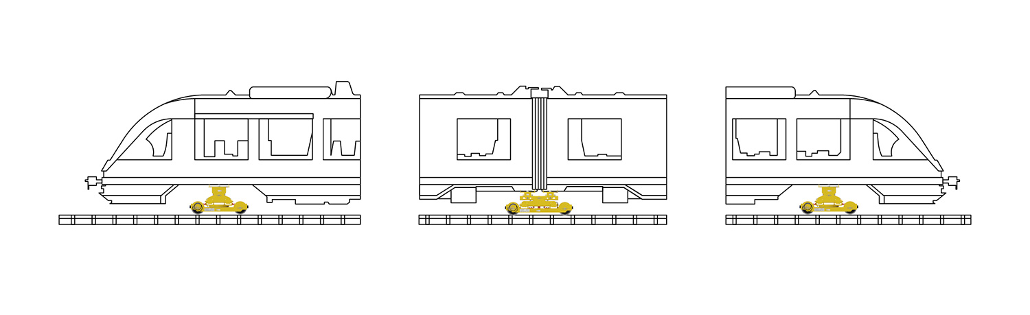 Zug mit Jacob-Drehgestell nicht trennbar- Zeichnung